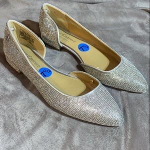 🆕 Juicy Couture Silver Ballet Flats with Pointed Toe
